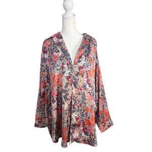 Free People Style Floral Button Front Blouse By Rebecca Minkoff Boho Top Size S